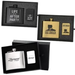 Deluxe 5 Oz. Flask And Oil Flip Top Lighter Gift Set