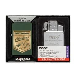 Matte Zippo® Lighter & Rechargeable Electric Lighter Insert Gift Set