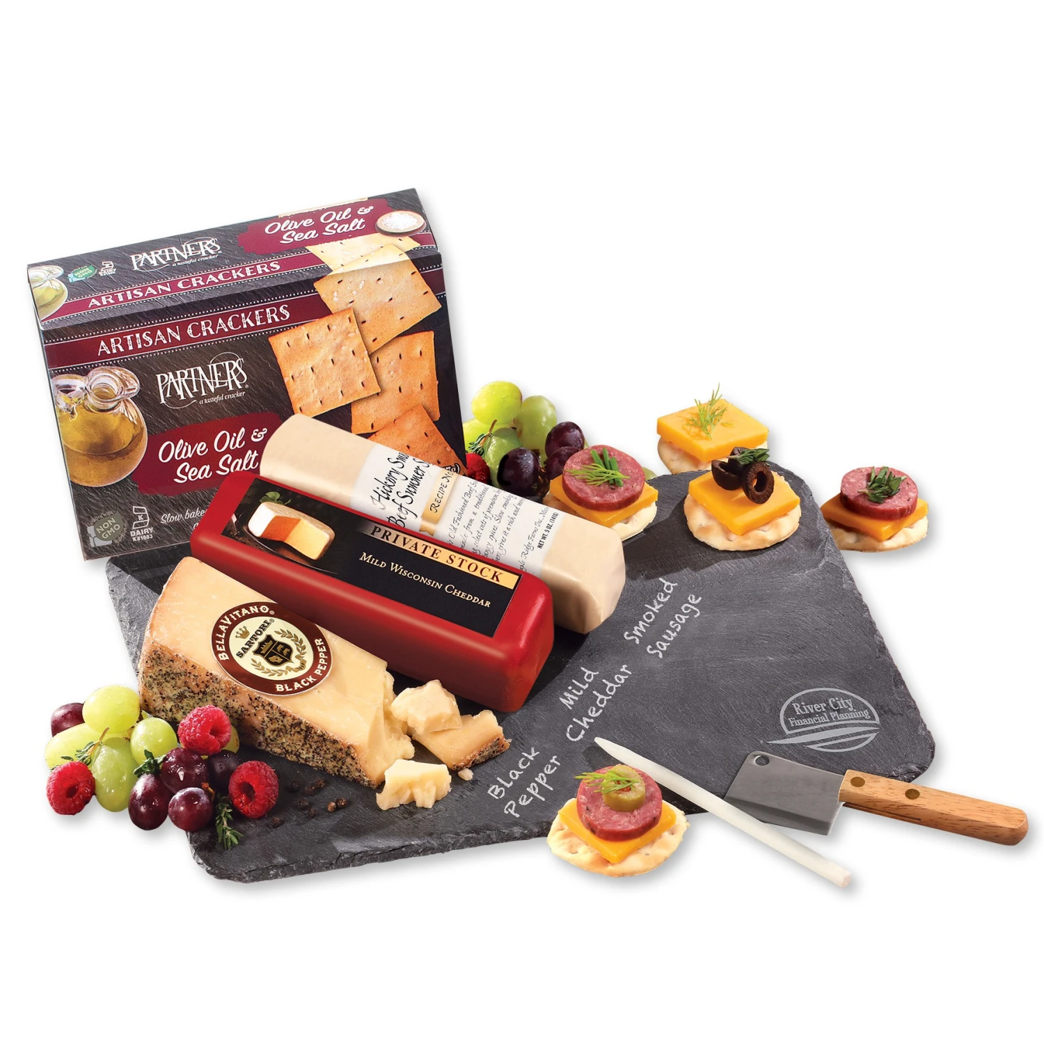 Genuine Slate Serving Plate W/Wisconsin Cheese & Sausage 3 Genuine Slate Serving Plate W/Wisconsin Cheese & Sausage