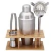 Stainless Steel Shaker Set W/Bamboo Stand 1 Stainless Steel Shaker Set W/Bamboo Stand -Bar Supply Store QPic 343