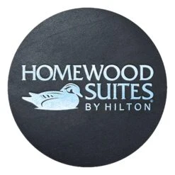 Black Leather Coaster | Circle | 3 7/8" Dia. | Foil Stamped