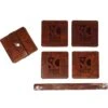 Watson Square PU Leather Coaster: 4 Piece Set In Holder