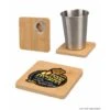 Union Printed - 4 Inch Square Bamboo Coaster With Beer Opener - Full-Color Logo -Bar Supply Store QPic 716