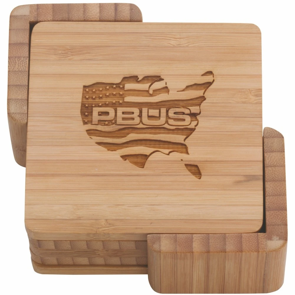 Square Bamboo Coaster (Set Of 4) 3 Square Bamboo Coaster (Set Of 4)