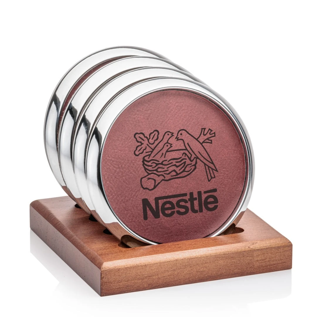 Danville On Porterfield Base - Set Of 4 Silver/Leatherette 3 Danville On Porterfield Base - Set Of 4 Silver/Leatherette