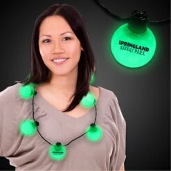 Green Pad Printed LED Ball Necklace