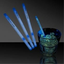 5" Hot Stamp Blue Glow Swizzle Stick