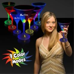 7 1/2 Oz. Light-Up Frosted Martini Glass W/White Base