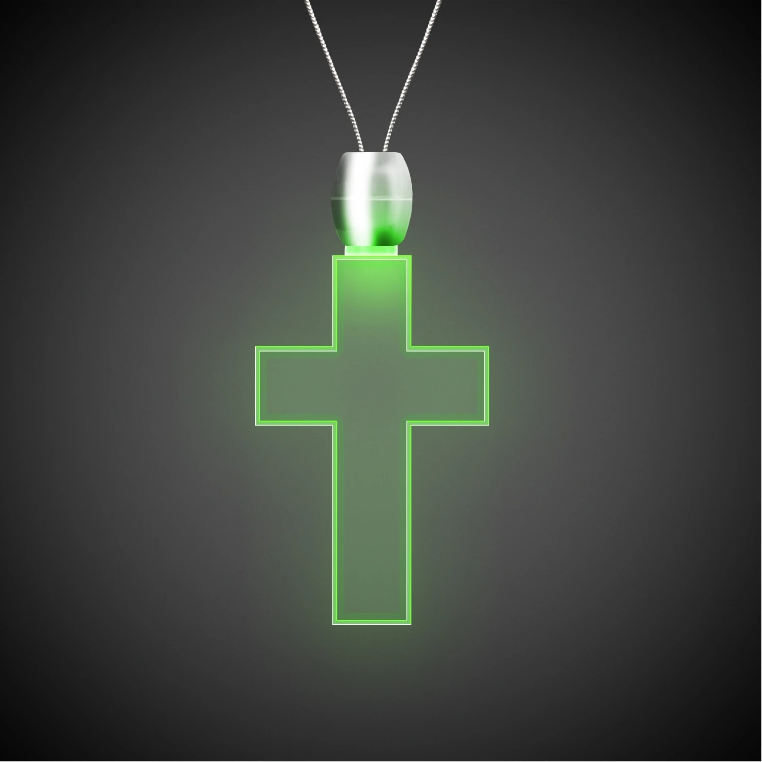24" Laser Engraved Green Cross Light-Up Pendant Necklace 3 24" Laser Engraved Green Cross Light-Up Pendant Necklace