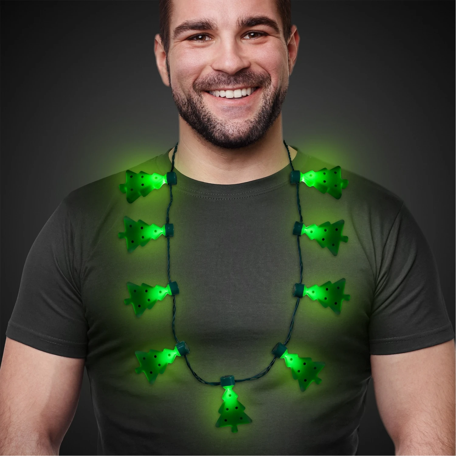 LED Christmas Tree Necklace 3 LED Christmas Tree Necklace