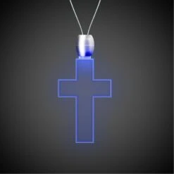 24" Pad Printed Blue Cross Light-Up Pendant Necklace