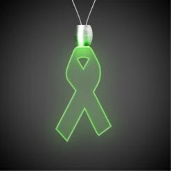 24" Pad Printed Green Ribbon Light-Up Pendant Necklace