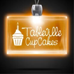 24" Laser Engraved Amber Yellow Rectangle Light-Up Pendant Necklace