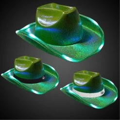 Green Iridescent Light Up Cowboy Hat(Blank)