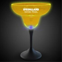Yellow Neon LED Pad Printed Margarita Glasses