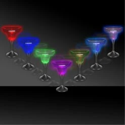 10 Oz. Pad Printed Light-Up Margarita Glass W/Black Base