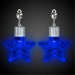 Blue Star LED Clip On Earrings